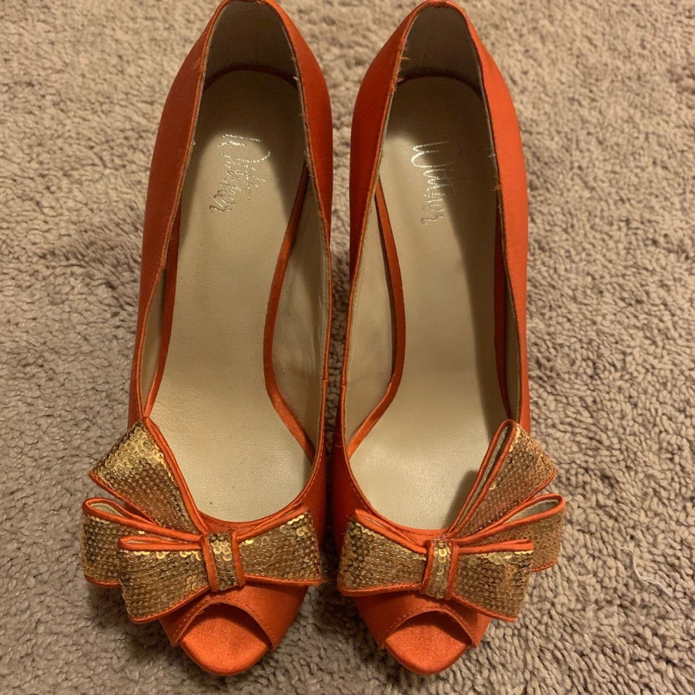 Wittner sequins bow peep toe high heels